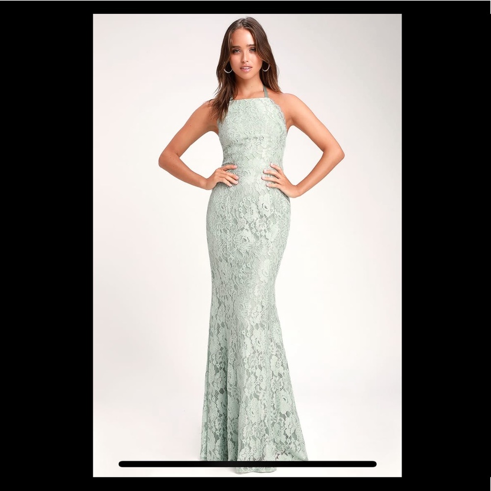 Elegant Sage Lace Dress